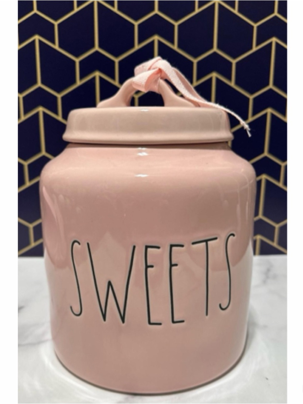 NEW Rae Dunn Pink Chubby Sweets Canister